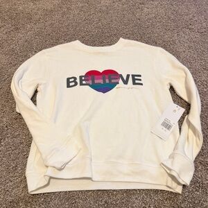 NWT Spiritual gangster BELIEVE girls light weight sweater size 10